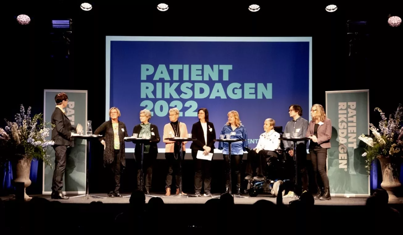 Patientföreträdare på scenen under Patientriksdagen 2022.